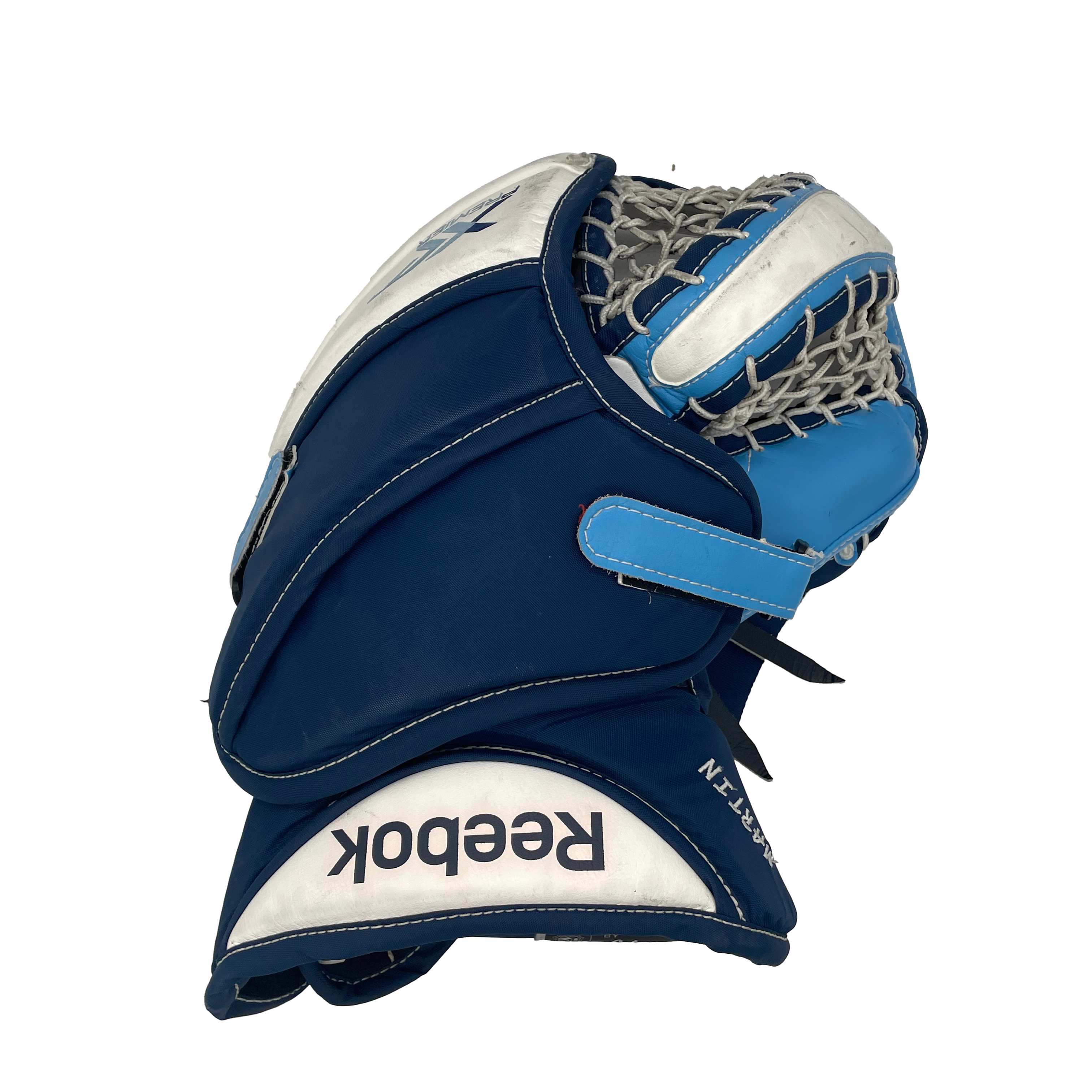Reebok Premier XLT - Gants de gardien de but Pro Stock d'occasion (blanc/bleu marine/bleu ciel)